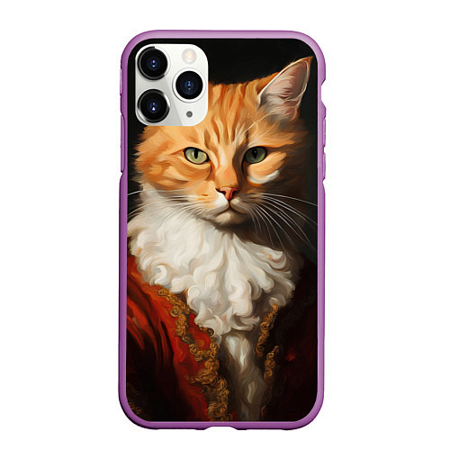 Чехол iPhone 11 Pro матовый Знатный кот / 3D-Фиолетовый – фото 1