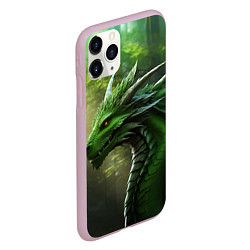 Чехол iPhone 11 Pro матовый Зеленый лесной дракон символ 2024 года, цвет: 3D-розовый — фото 2