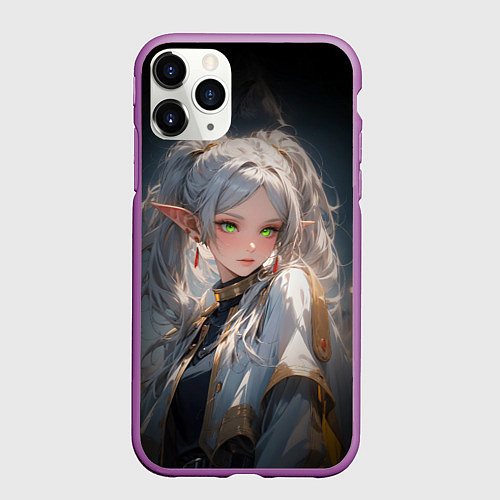 Чехол iPhone 11 Pro матовый Аниме Фрирен провожающая в последний путь / 3D-Фиолетовый – фото 1