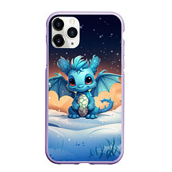 Чехол iPhone 11 Pro матовый Синий дракон 2024, цвет: 3D-светло-сиреневый