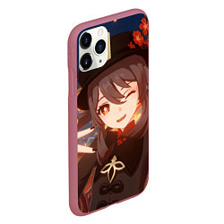 Чехол iPhone 11 Pro матовый Genshin Impact Hu Tao smile, цвет: 3D-малиновый — фото 2
