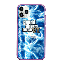Чехол iPhone 11 Pro матовый Gta 6 storm on vice city, цвет: 3D-фиолетовый