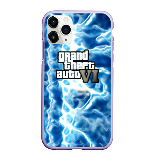 Чехол iPhone 11 Pro матовый Gta 6 storm on vice city / 3D-Светло-сиреневый – фото 1