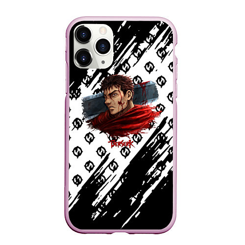 Чехол iPhone 11 Pro матовый Berserk anime black pattern / 3D-Розовый – фото 1