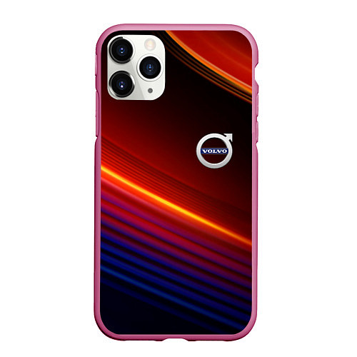 Чехол iPhone 11 Pro матовый Volvo neon gradient auto / 3D-Малиновый – фото 1