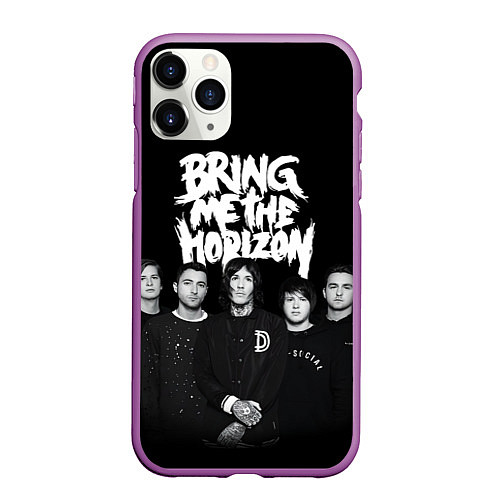 Чехол iPhone 11 Pro матовый Bring me the horizon - group / 3D-Фиолетовый – фото 1