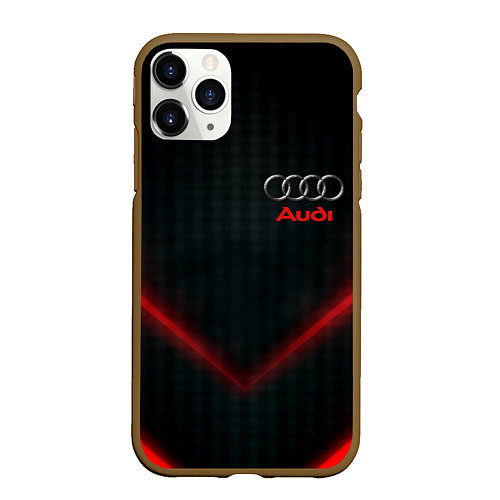 Чехол iPhone 11 Pro матовый Audi stripes neon / 3D-Коричневый – фото 1