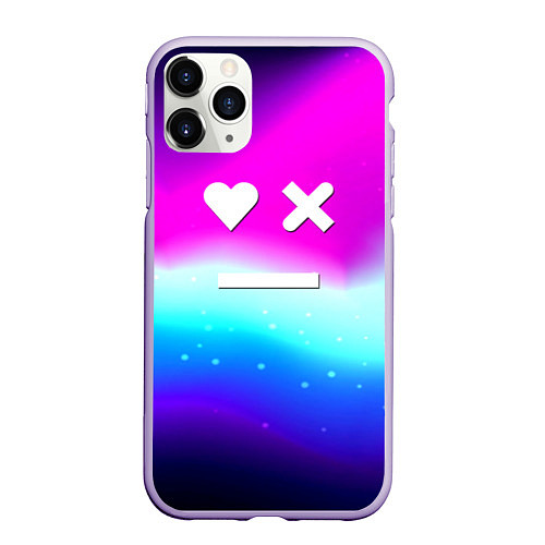 Чехол iPhone 11 Pro матовый Love death robots neon gradient serial / 3D-Светло-сиреневый – фото 1
