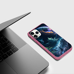 Чехол iPhone 11 Pro матовый Вид на землю с другой планеты, цвет: 3D-малиновый — фото 2