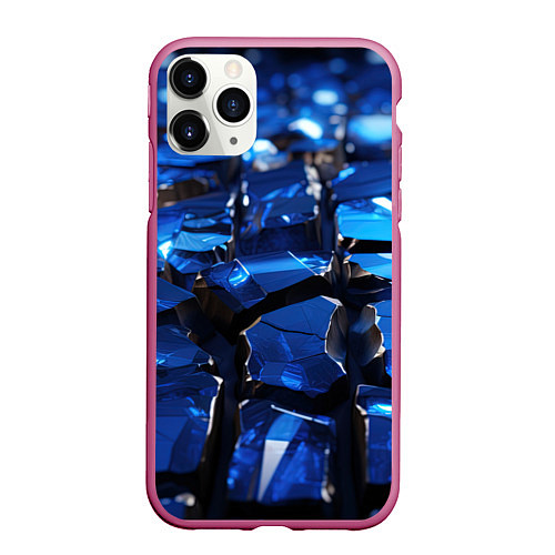 Чехол iPhone 11 Pro матовый Синие яркие кубики / 3D-Малиновый – фото 1