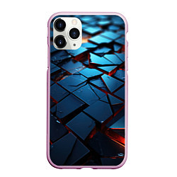 Чехол iPhone 11 Pro матовый Синие битые плитки, цвет: 3D-розовый