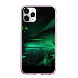 Чехол iPhone 11 Pro матовый Зеленая абстракция зеленая, цвет: 3D-розовый