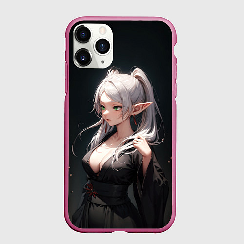 Чехол iPhone 11 Pro матовый Фрирен в кимоно- Sou sou no frieren / 3D-Малиновый – фото 1