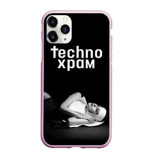 Чехол iPhone 11 Pro матовый Techno храм монашка лежит / 3D-Розовый – фото 1