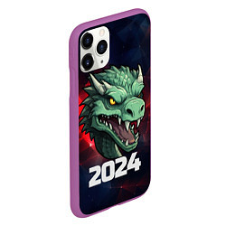 Чехол iPhone 11 Pro матовый Злой дракон 2024, цвет: 3D-фиолетовый — фото 2