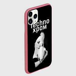 Чехол iPhone 11 Pro матовый Techno храм монашка с золотыми браслетами, цвет: 3D-малиновый — фото 2