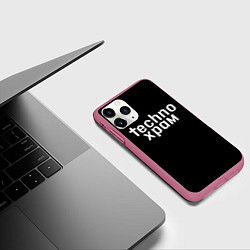 Чехол iPhone 11 Pro матовый Techno храм надпись, цвет: 3D-малиновый — фото 2