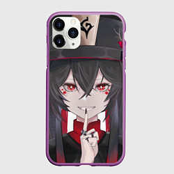Чехол iPhone 11 Pro матовый Genshin Impact Ху Тао, цвет: 3D-фиолетовый