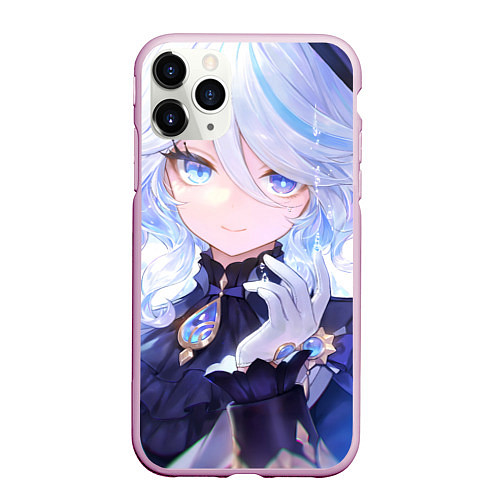 Чехол iPhone 11 Pro матовый Genshin Impact Фурина smiling / 3D-Розовый – фото 1