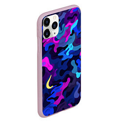 Чехол iPhone 11 Pro матовый Яркие разноцветные пятна в виде камуфляжа, цвет: 3D-розовый — фото 2