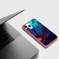 Чехол iPhone 11 Pro матовый Абстрактный камуфляж в кислотных абстрактных пятна, цвет: 3D-малиновый — фото 2