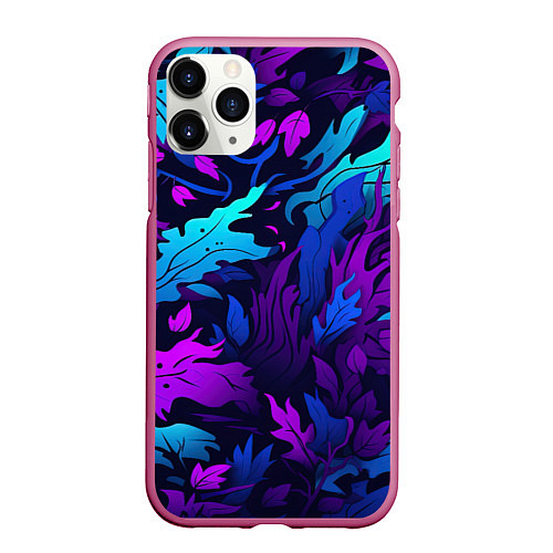 Чехол iPhone 11 Pro матовый Абстрактный камуфляж в кислотных абстрактных пятна / 3D-Малиновый – фото 1