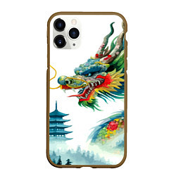 Чехол iPhone 11 Pro матовый Japanese watercolor dragon - art