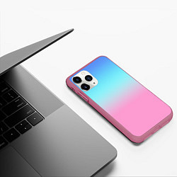 Чехол iPhone 11 Pro матовый Синий и голубо-розовый градиент, цвет: 3D-малиновый — фото 2