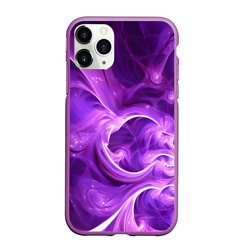 Чехол iPhone 11 Pro матовый Фиолетовая фрактальная абстракция / 3D-Фиолетовый – фото 1