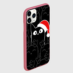 Чехол iPhone 11 Pro матовый New year cats, цвет: 3D-малиновый — фото 2