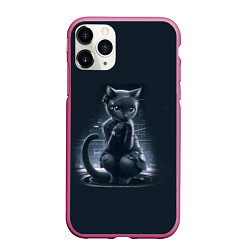 Чехол iPhone 11 Pro матовый Sweet cat - cyberpunk, цвет: 3D-малиновый