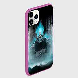 Чехол iPhone 11 Pro матовый Синий скелет в дыму, цвет: 3D-фиолетовый — фото 2