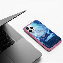 Чехол iPhone 11 Pro матовый Genshin Impact Furina happy, цвет: 3D-малиновый — фото 2