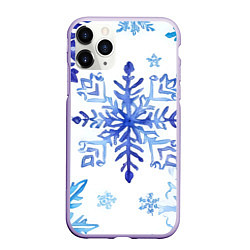 Чехол iPhone 11 Pro матовый Снежинки падают, цвет: 3D-светло-сиреневый