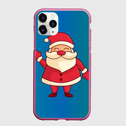 Чехол iPhone 11 Pro матовый Довольный Дед мороз красный нос, цвет: 3D-малиновый