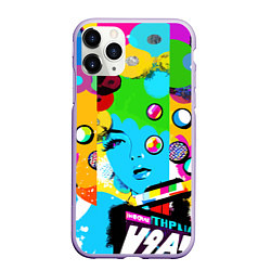 Чехол iPhone 11 Pro матовый Girls face - pop art, цвет: 3D-светло-сиреневый