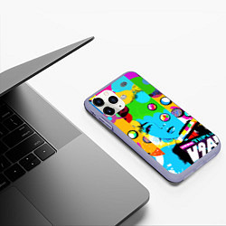 Чехол iPhone 11 Pro матовый Girls face - pop art, цвет: 3D-светло-сиреневый — фото 2