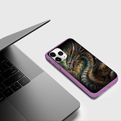 Чехол iPhone 11 Pro матовый Древний пещерный дракон символ 2024, цвет: 3D-фиолетовый — фото 2