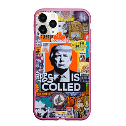 Чехол iPhone 11 Pro матовый Donald Trump - american сollage, цвет: 3D-малиновый