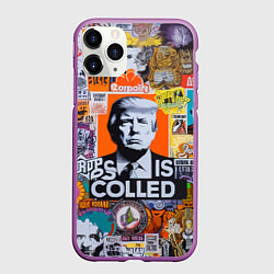 Чехол iPhone 11 Pro матовый Donald Trump - american сollage, цвет: 3D-фиолетовый