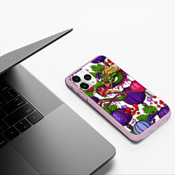Чехол iPhone 11 Pro матовый Дракончик и китайские фонарики, цвет: 3D-розовый — фото 2