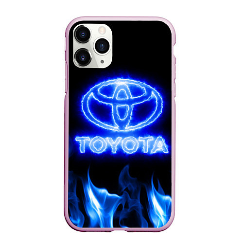 Чехол iPhone 11 Pro матовый Toyota neon fire / 3D-Розовый – фото 1