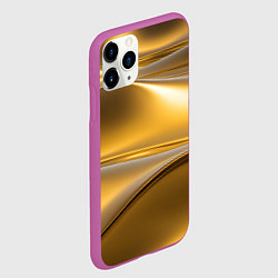Чехол iPhone 11 Pro матовый Золотые волны металла, цвет: 3D-фиолетовый — фото 2