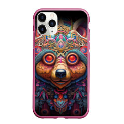 Чехол iPhone 11 Pro матовый Фэнтази медведь, цвет: 3D-малиновый
