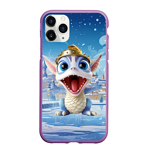 Чехол iPhone 11 Pro матовый Дракон милый новогодний 2024 символ года / 3D-Фиолетовый – фото 1