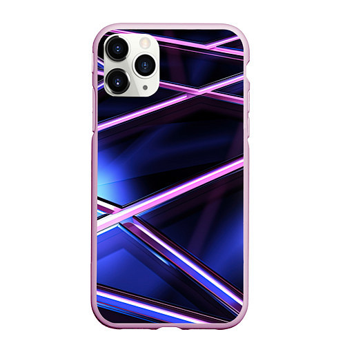 Чехол iPhone 11 Pro матовый Фиолетовая геометрическая абстракция / 3D-Розовый – фото 1