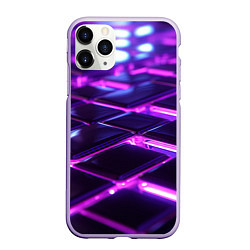 Чехол iPhone 11 Pro матовый Фиолетовая неоновая плитка