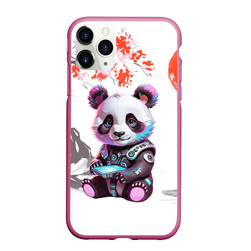 Чехол iPhone 11 Pro матовый Funny panda - China / 3D-Малиновый – фото 1