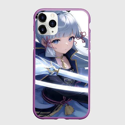 Чехол iPhone 11 Pro матовый Genshin Impact Ayaka Камисато / 3D-Фиолетовый – фото 1