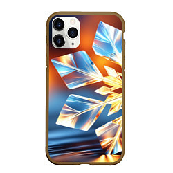 Чехол iPhone 11 Pro матовый Реалистичная снежинка на теплом фоне, цвет: 3D-коричневый